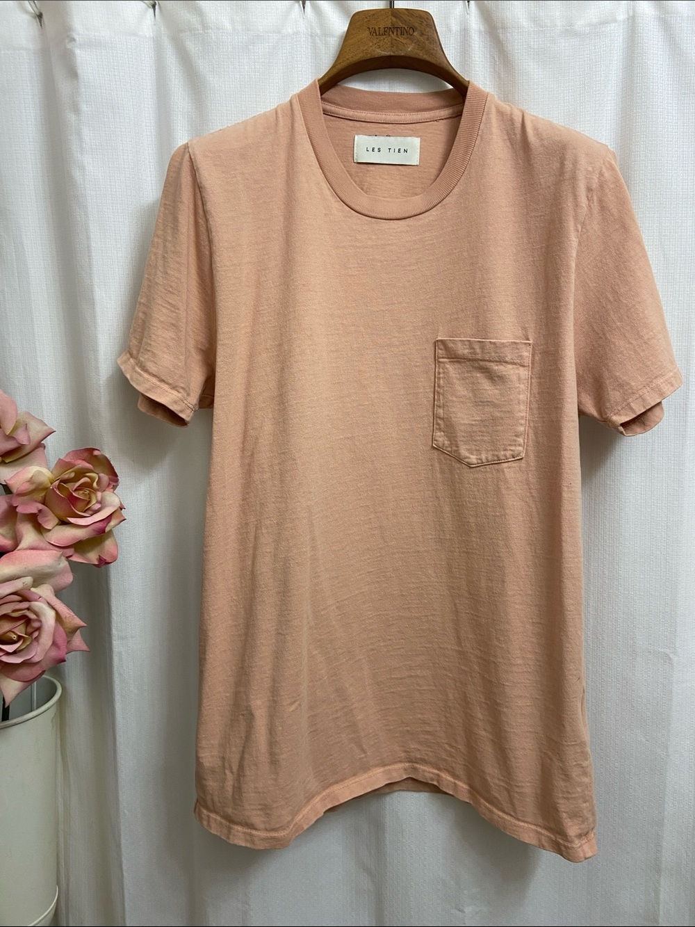 Les Tien Premium Cotton Neutral Peach Short Sleeve Pocket Tee